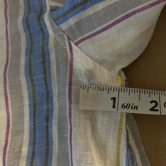 AG Adriano Goldschmied Shirt Womens S Linen Cotton Roll Tab Sleeve Coastal Beach - Picture 15 of 16